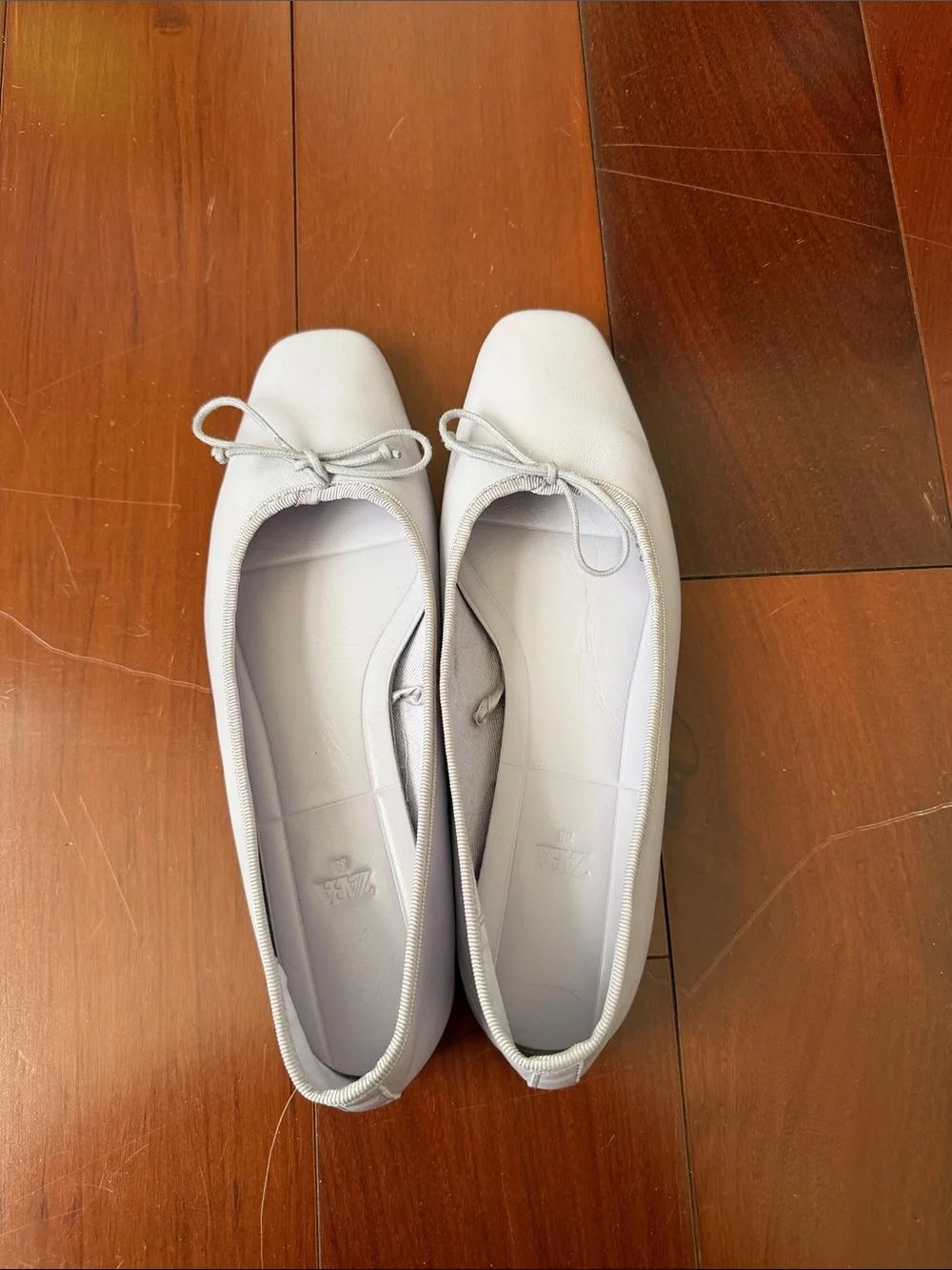 Zara Light Purple leather Ballet Flats with Bow